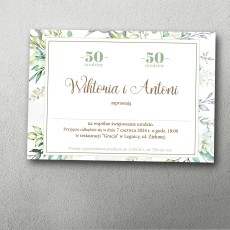 zaproszenie na podwójne urodziny botaniczne zielone liście eleganckie