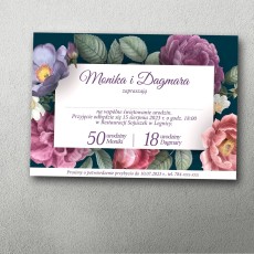 zaproszenie na podwójne urodziny ciemne kwiatowe nocna grafika