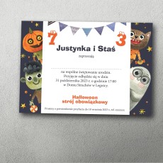 zaproszenie na podwójne urodziny halloween dzieci zabawne potworki