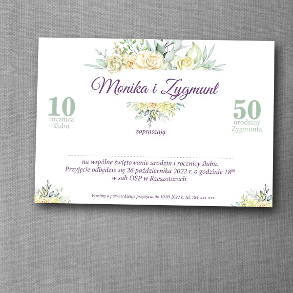 Zaproszenie na urodziny i rocznicę ślubu w letnim kwiatowym stylu