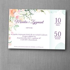 Zaproszenie na urodziny i rocznicę ślubu z delikatną kwiatową grafiką