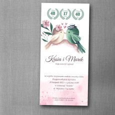 Zaproszenie dwa w jednym na urodziny i rocznicę w formacie DL z kwiatową grafiką