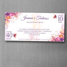 Zaproszenie 2 w 1 na urodziny i rocznicę w formacie DL z różanymi kwiatami