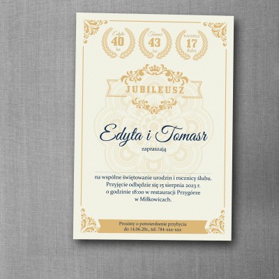 Zaproszenie na urodziny i rocznicę w stylu certyfikatu z elegancką ramką