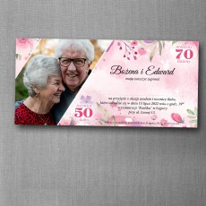 Zaproszenie dwa w jednym na rocznicę ślubu i urodziny z różaną grafiką w formacie DL