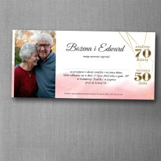 Zaproszenie na rocznicę ślubu i urodziny w różowej kolorystyce w formacie DL