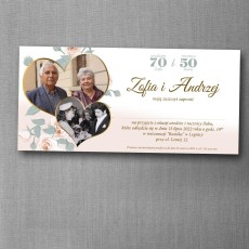 Zaproszenie dwa w jednym na rocznicę ślubu i urodziny w formacie DL z kwiatami