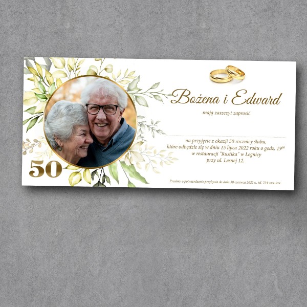 Zaproszenie na rocznicę ślubu "Złoty Wianek"