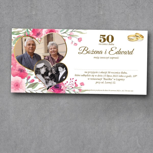 Zaproszenie na rocznicę ślubu "Serce Historii"