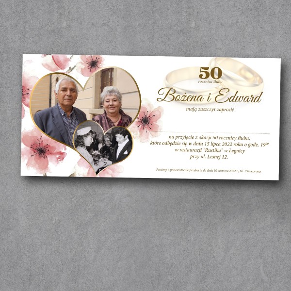 Zaproszenie na rocznicę ślubu "Serce Malw"