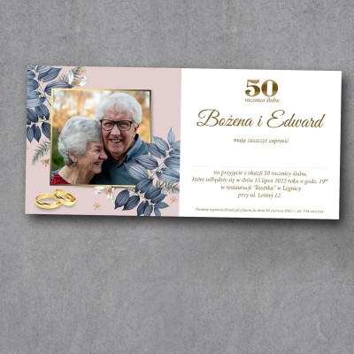 Zaproszenie na rocznicę ślubu "Pudrowe Liście"