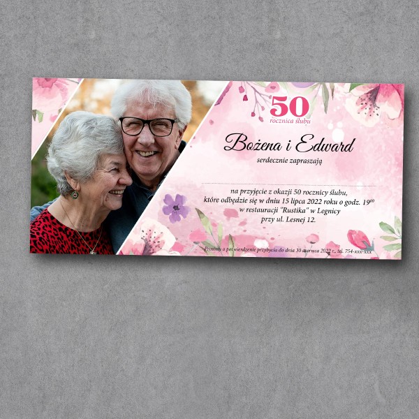 Zaproszenie na rocznicę ślubu "Różany Chwila"