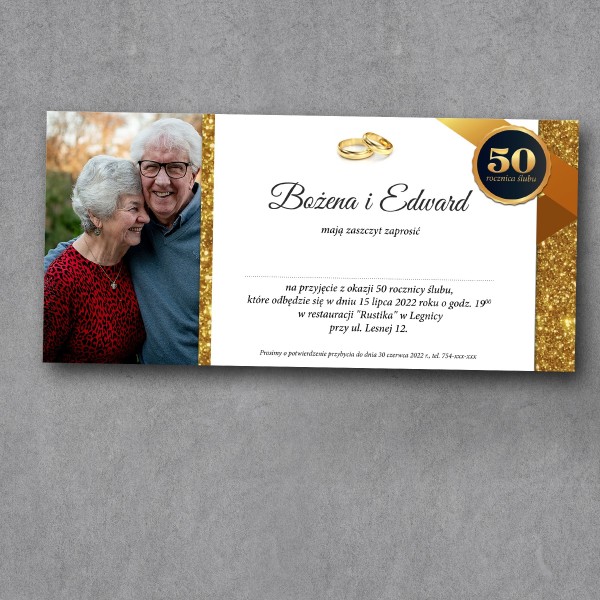 Zaproszenie na rocznicę ślubu "Złoty Płomień"
