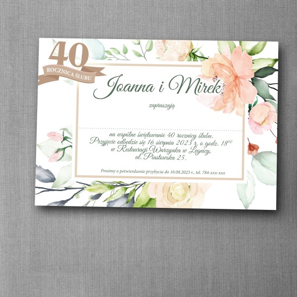 Zaproszenie na rocznicę ślubu "Letnia Łąka"