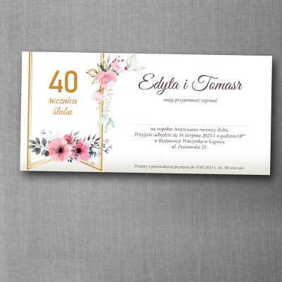 Zaproszenie na rocznicę ślubu "Złocisty Blask"