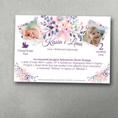 Zaproszenie na chrzest i urodziny z motywem róż i pastelową grafiką