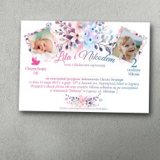 Zaproszenie na chrzest i urodziny z pastelowymi różami