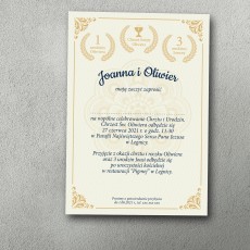 Zaproszenie na chrzest i urodziny w stylu eleganckiego certyfikatu