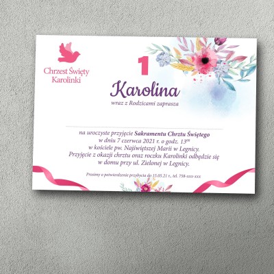 Zaproszenie na chrzest i roczek – Bukiecik | Druksik